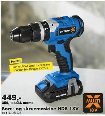 Biltema Bore- og skruemaskine HDB 18V tilbud