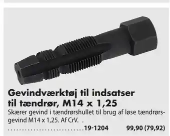 Biltema Gevindværktøj til indsatser til tændrør m14 x 1,25 tilbud