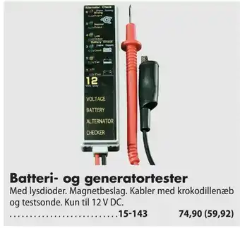 Biltema Batteri- og generatortester tilbud