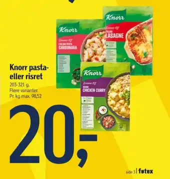 Føtex Knorr pasta- eller risret tilbud
