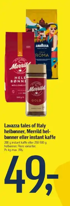 Føtex Lavazza tales of Italy helbønner tilbud