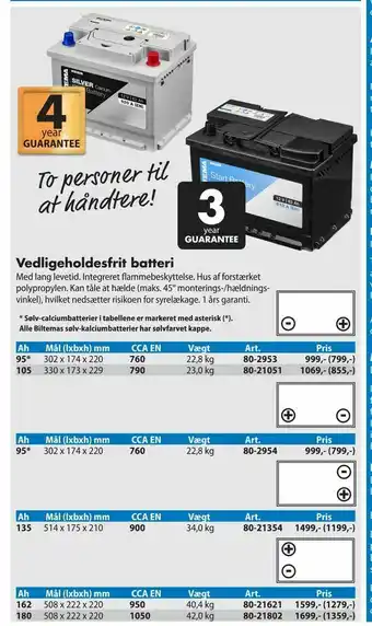 Biltema Vedligeholdesfrit batteri tilbud