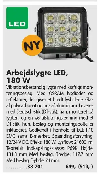Biltema Arbejdslygte LED, 180 W tilbud