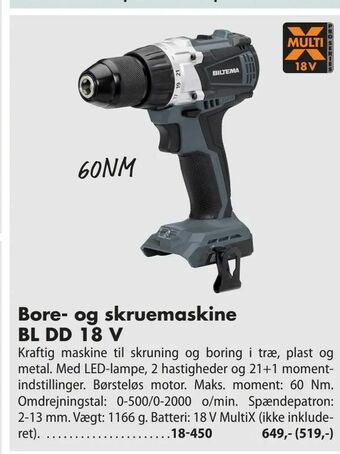 Biltema Bore- og skruemaskine bl dd 18 v tilbud