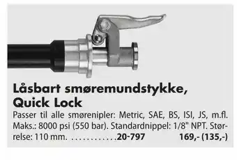 Låsbart smøremundstykke, Quick Lock