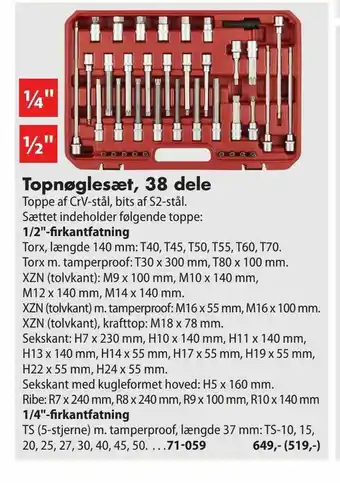 Biltema Topnøglesæt, 38 dele tilbud
