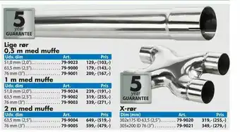Biltema Lige rør 0,5 m med muffe tilbud