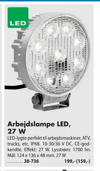 Biltema Arbejdslampe LED, 27 W tilbud