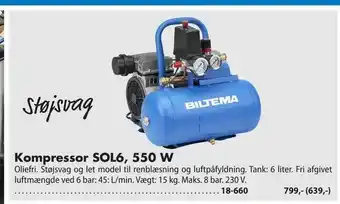 Biltema Kompressor sol6, 550 w tilbud