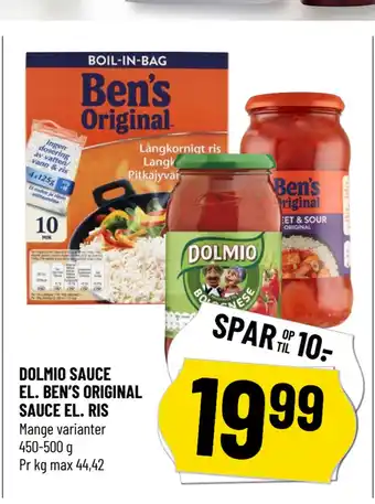 Løvbjerg DOLMIO SAUCE EL. BEN’S ORIGINAL SAUCE EL. RIS tilbud