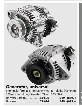 Biltema Generator, universal tilbud