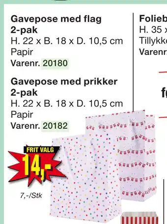 Harald Nyborg Gavepose med flag 2-pak tilbud