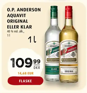 Scandinavian Park O.P. ANDERSON AQUAVIT ORIGINAL ELLER KLAR tilbud