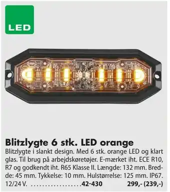 Biltema Blitzlygte 6 stk. LED orange tilbud