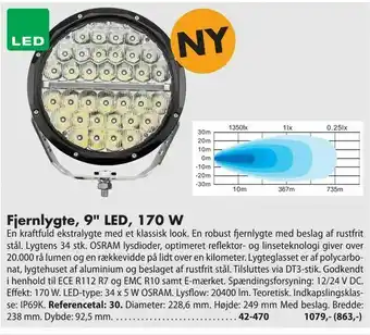 Biltema Fjernlygte, 9" LED, 170 w tilbud