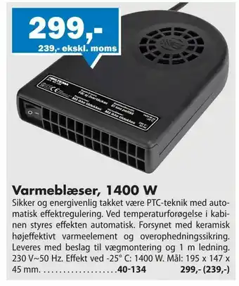 Varmeblæser, 1400 W