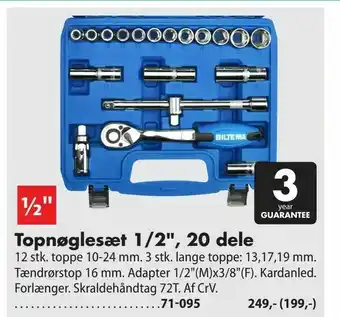Biltema Topnøglesæt 1/2", 20 dele tilbud