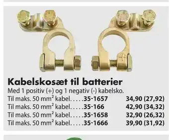 Biltema Kabelskosæt til batterier tilbud
