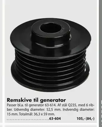 Biltema Remskive til generator tilbud