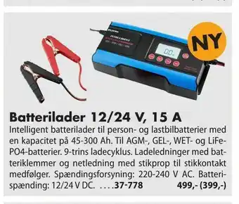 Biltema Batterilader 12/24 V, 15 A tilbud