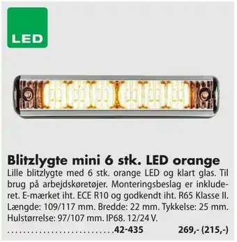 Biltema Blitzlygte mini 6 stk. LED orange tilbud