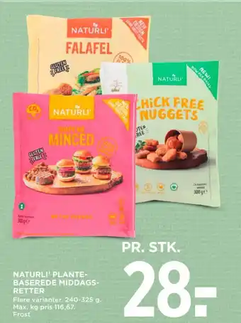 MENY NATURLI' PLANTE- BASEREDE MIDDAGS- RETTER tilbud