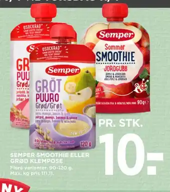 MENY SEMPER SMOOTHIE ELLER GRØD KLEMPOSE tilbud