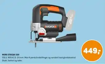 XL-BYG WORX STIKSAV 20V tilbud