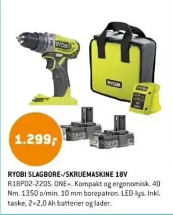 XL-BYG RYOBI SLAGBORE-/SKRUEMASKINE 18V tilbud