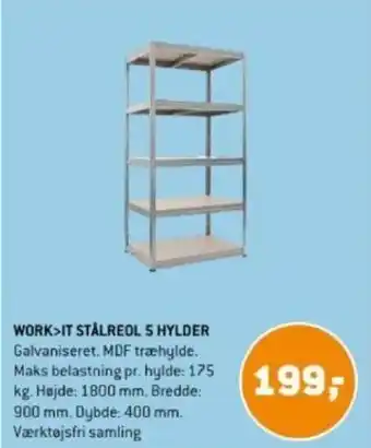 XL-BYG WORK IT STÅLREOL 5 HYLDER tilbud