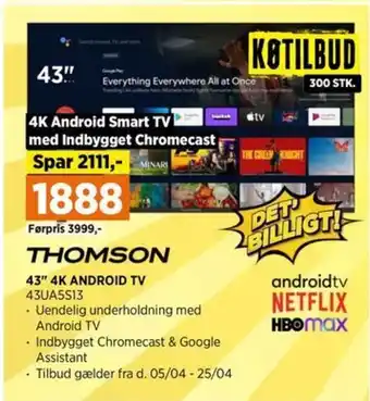 Power THOMSON 43" 4K ANDROID TV 43UA5S13 tilbud