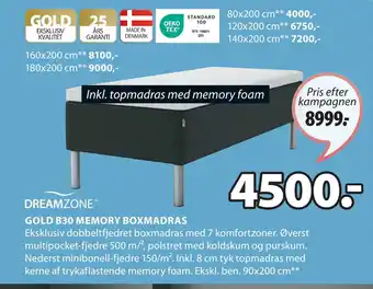 JYSK GOLD B30 MEMORY BOXMADRAS tilbud