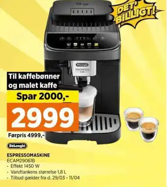 Power ESPRESSOMASKINE ECAM29061B tilbud