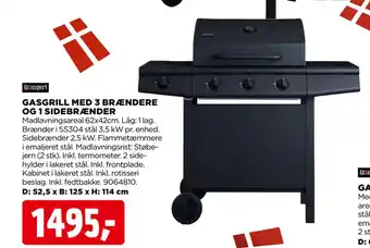 jem & fix GASGRILL MED 3 BRÆNDERE OG 1 SIDEBRÆNDER tilbud