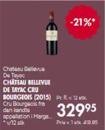 MENY CHATEAU BELLEVUE DE TAYAC CRU BOURGEOIS (2015) tilbud