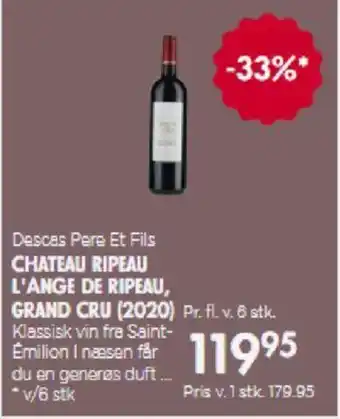 MENY CHATEAU RIPEAU L'ANGE DE RIPEAU, GRAND CRU (2020) tilbud