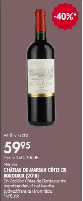 MENY CHÂTEAU DE MARSAN CÔTES DE BORDEAUX (2018) tilbud