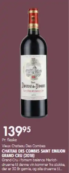 MENY CHATEAU DES COMBES SAINT EMILION ROUGE (2019) tilbud