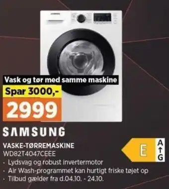 Power Vaske-Tørremaskine WD82T4047CEEE tilbud