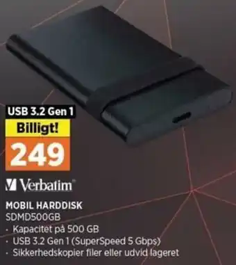 Power Mobil Harddisk SDMD500GB tilbud