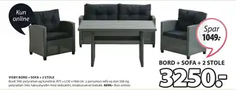 JYSK VISBY BORD + SOFA + 2 STOLE tilbud