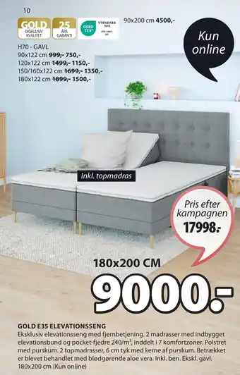JYSK GOLD E35 ELEVATIONSSENG tilbud