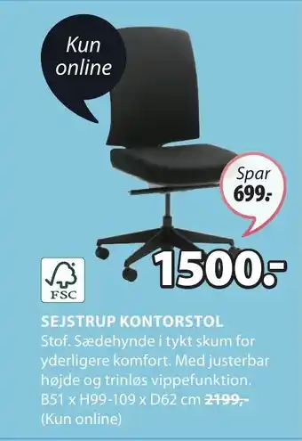 JYSK SEJSTRUP KONTORSTOL tilbud