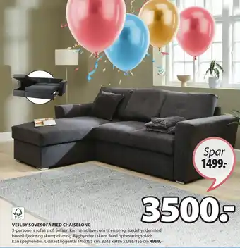 JYSK VEJLBY SOVESOFA MED CHAISELONG tilbud
