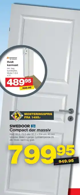 Bauhaus SWEDOOR Compact dør massiv tilbud