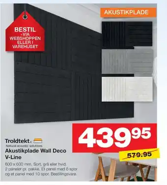Bauhaus Akustikplade Wall Deco V-Line tilbud