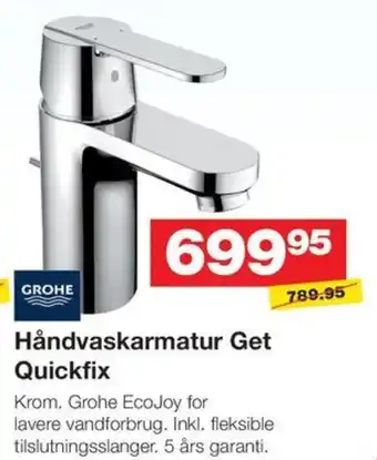 Bauhaus Håndvaskarmatur Get Quickfix tilbud