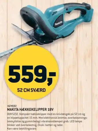 XL-BYG MAKITA HÆKKEKELIPPER 18V tilbud