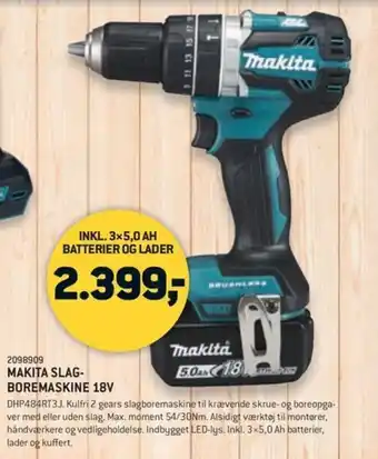 XL-BYG MAKITA SLAG- BOREMASKINE 18V tilbud