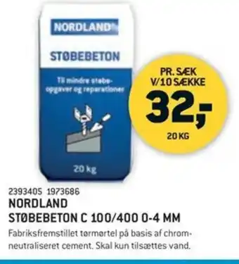 XL-BYG NORDLAND STØBEBETON C 100/400 0-4 MM tilbud